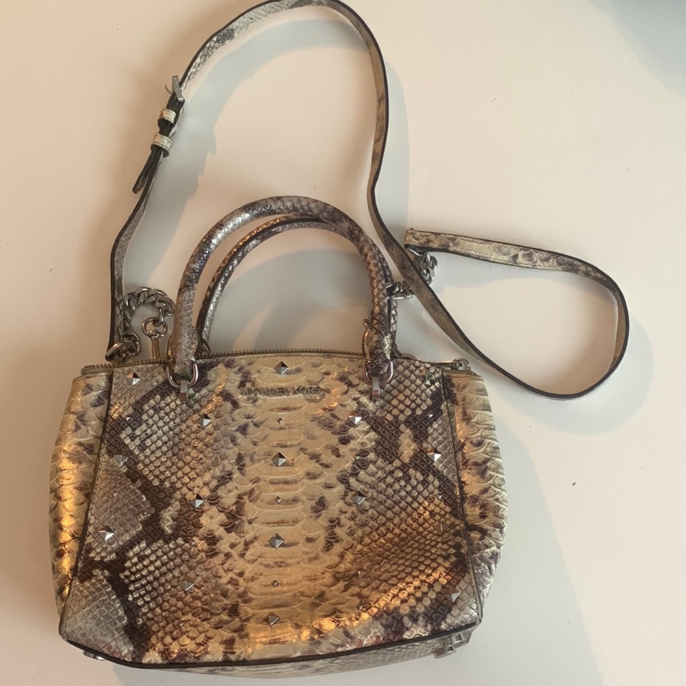 Michael Kors Metallic Gold & Black Python Embosse… - image 1
